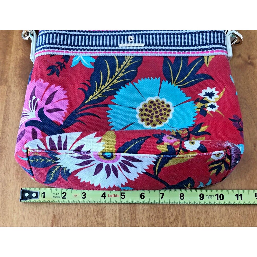 Spartina 449 Red Floral Crossbody Bag with Blue and Pink Accents - Picture 11 of 12